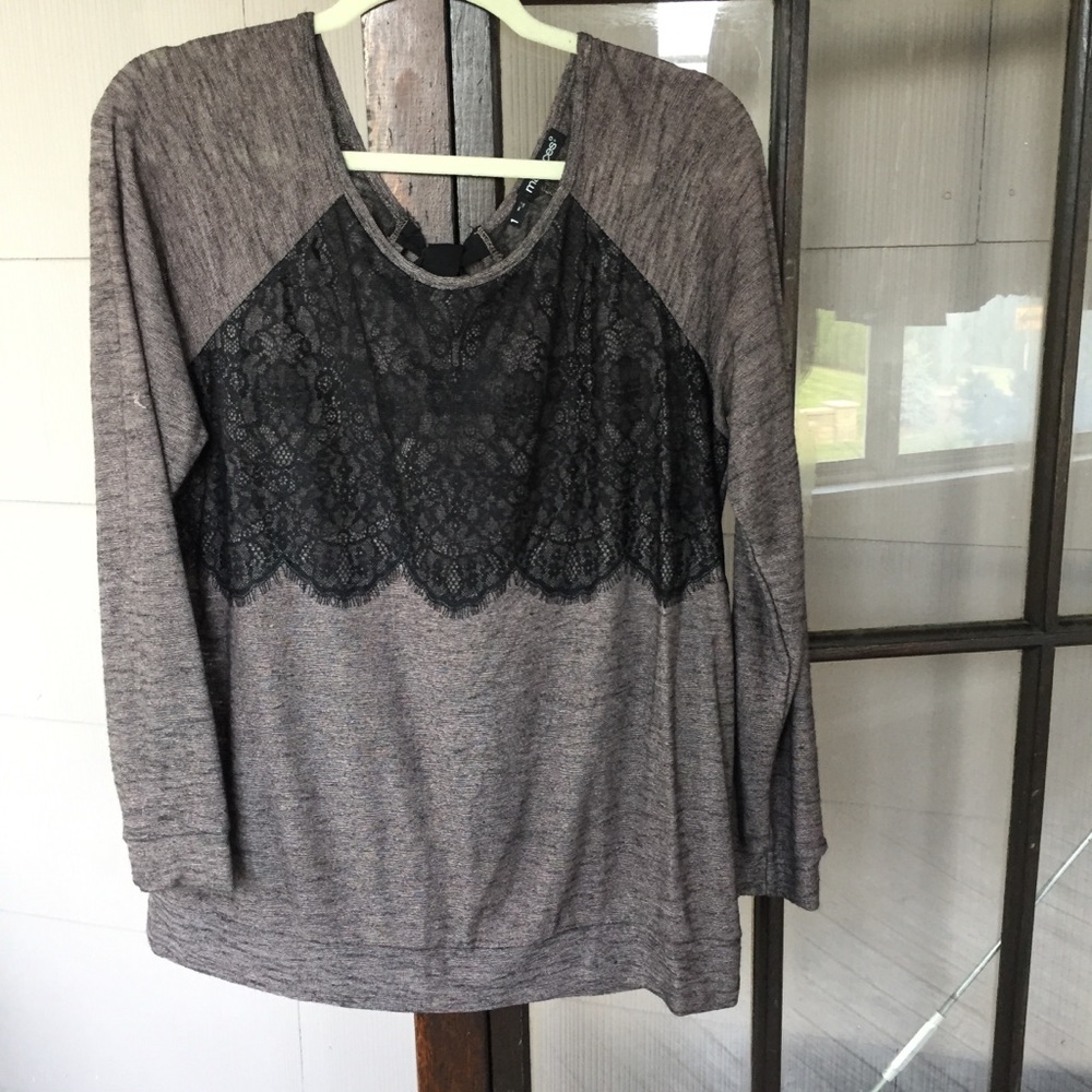 Long sleeve lace top with tie back